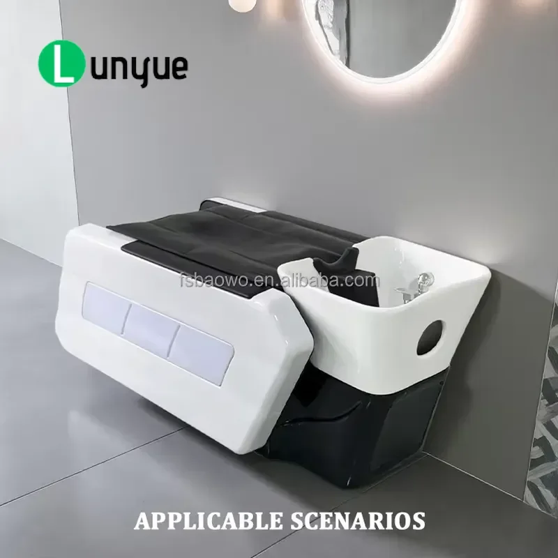 Modern PU Leather Electric Massage Shampoo Chair With Bowl Comfortable Hair Furniture For Barber Shop Spa Beauty