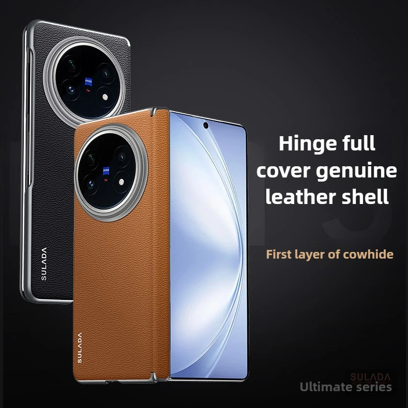 

Genuine Leather For VIVO X Fold5 Case SULADA Center Shaft Protection Anti-Drop Ultra-thin Magnetic Leather Case for VIVO X Fold5