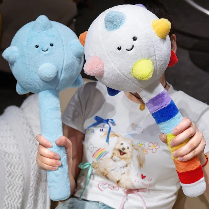 Funny Cartoon Mace Shaped Plush Hammer Soft Fluffy Cute Prank Toy Massage Stick For Party Game Friends Interactive Gift