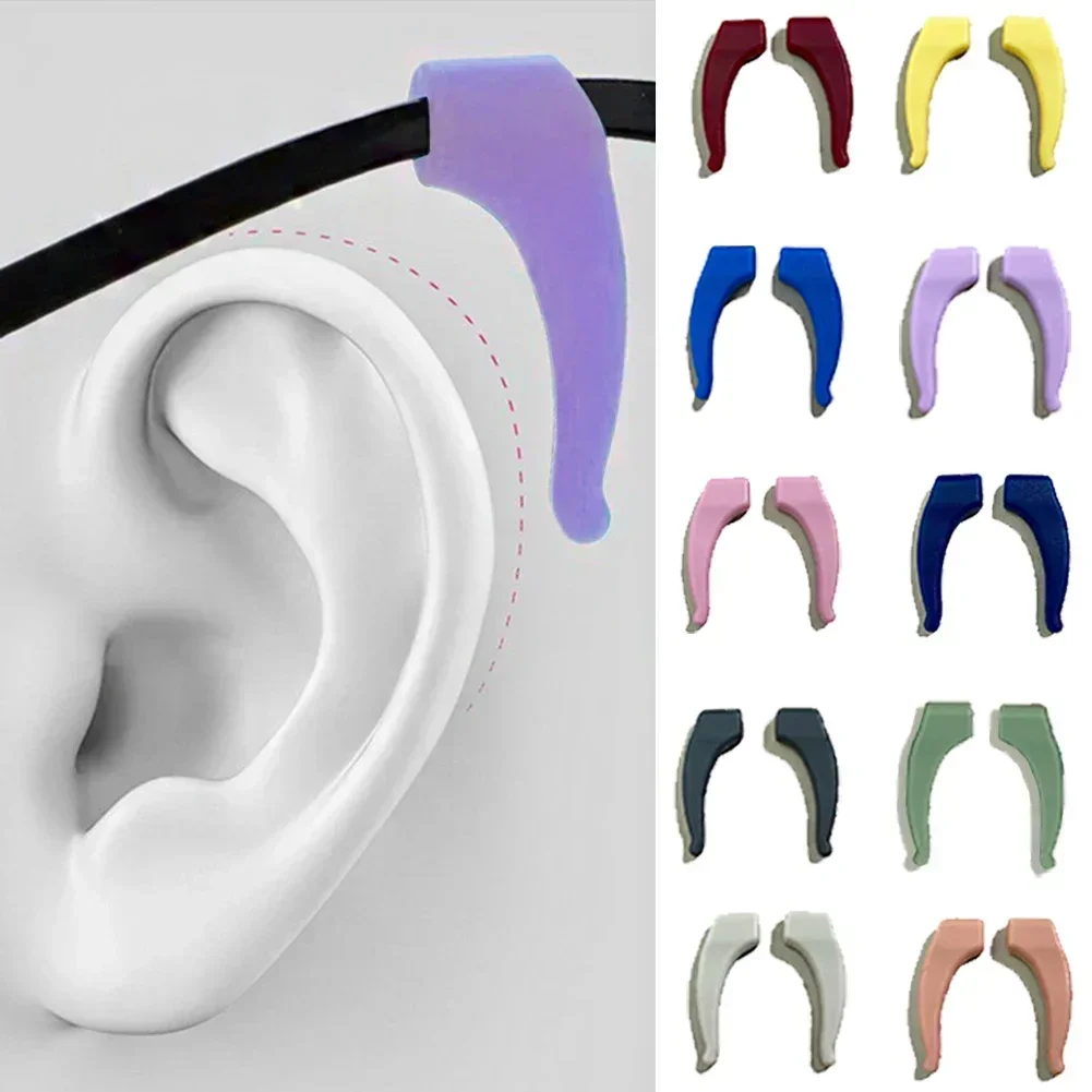 1 paire de crochets d'oreille antidérapants en Silicone pour adultes, poignées rondes, accessoires pour lunettes, poignée de temple multicolore douce