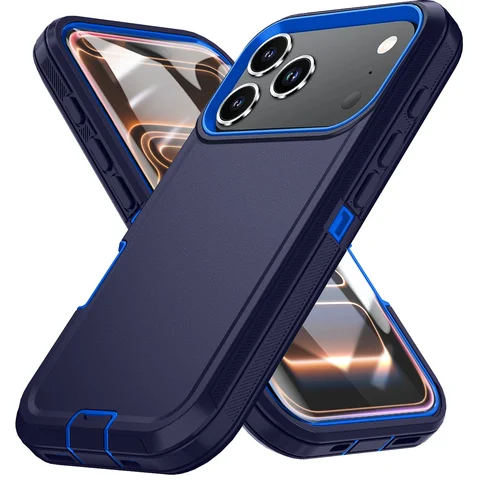 Shockproof Armor Defender Phone Case For iPhone 17 16 Pro Max 17 Air 16E 13 12 Mini 14 15 Plus 11 Hard PC+TPU Bracket Back Cover