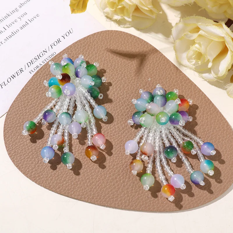 Shoe Charms Colorful Beaded Tassel Floral 1 Piece DIY Decorative Clips for Clogs Jelly Sandals Summer Beach Vacation Non Slip