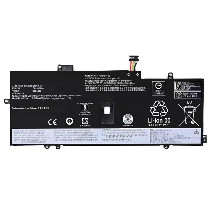 

15.36V 51Wh L18M4P72 L18C4P71 Laptop Battery for Lenovo ThinkPad X1 Carbon 7th 2019 2020 TP00109A L18L4P71 02DL006 SB10K97644