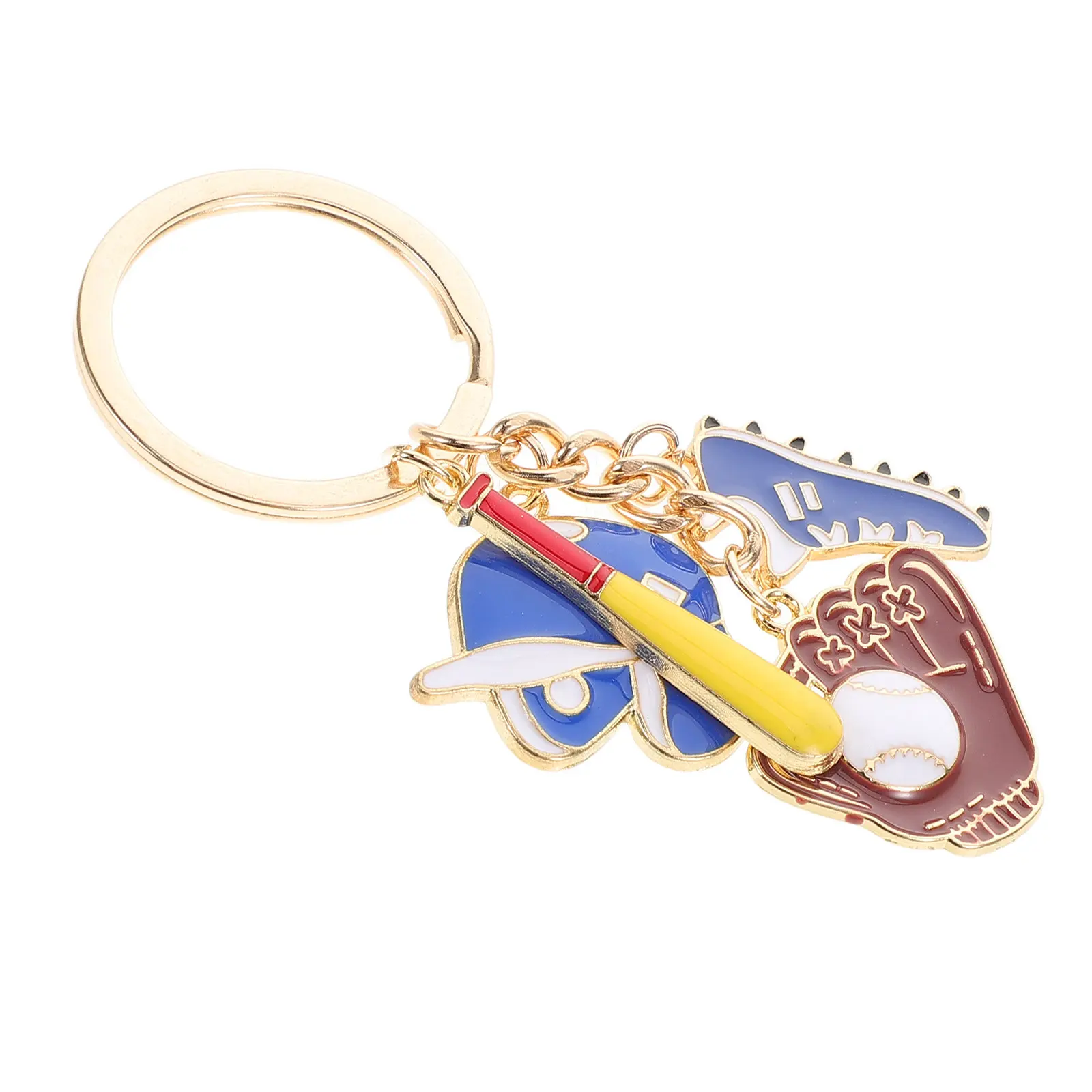 Mini Baseball Bat Keychain Alloy Sports Ball Pendant Decorative Baseball Charm for Backpacks Bags Sports Fans Party Favors