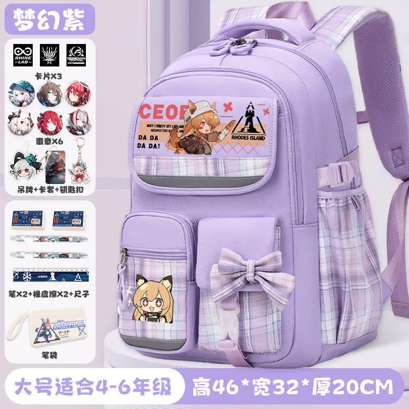 Arknights Collaboration Elementary Burden-Reducing Backpack For Girls, Large Capacity Backpack, Niche Middle School Student A