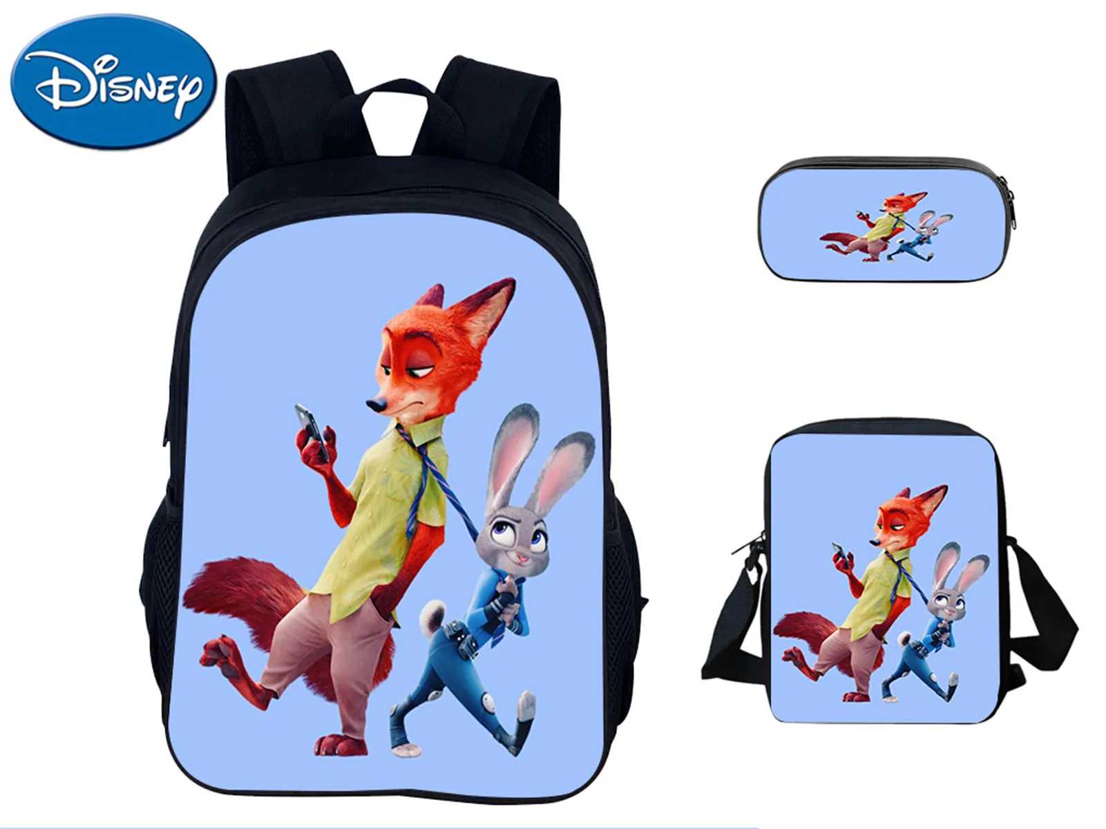 Студенческий рюкзак с графическим рисунком Zootopia и боковая сумка-пенал, легкий рюкзак с героями мультфильмов для детей