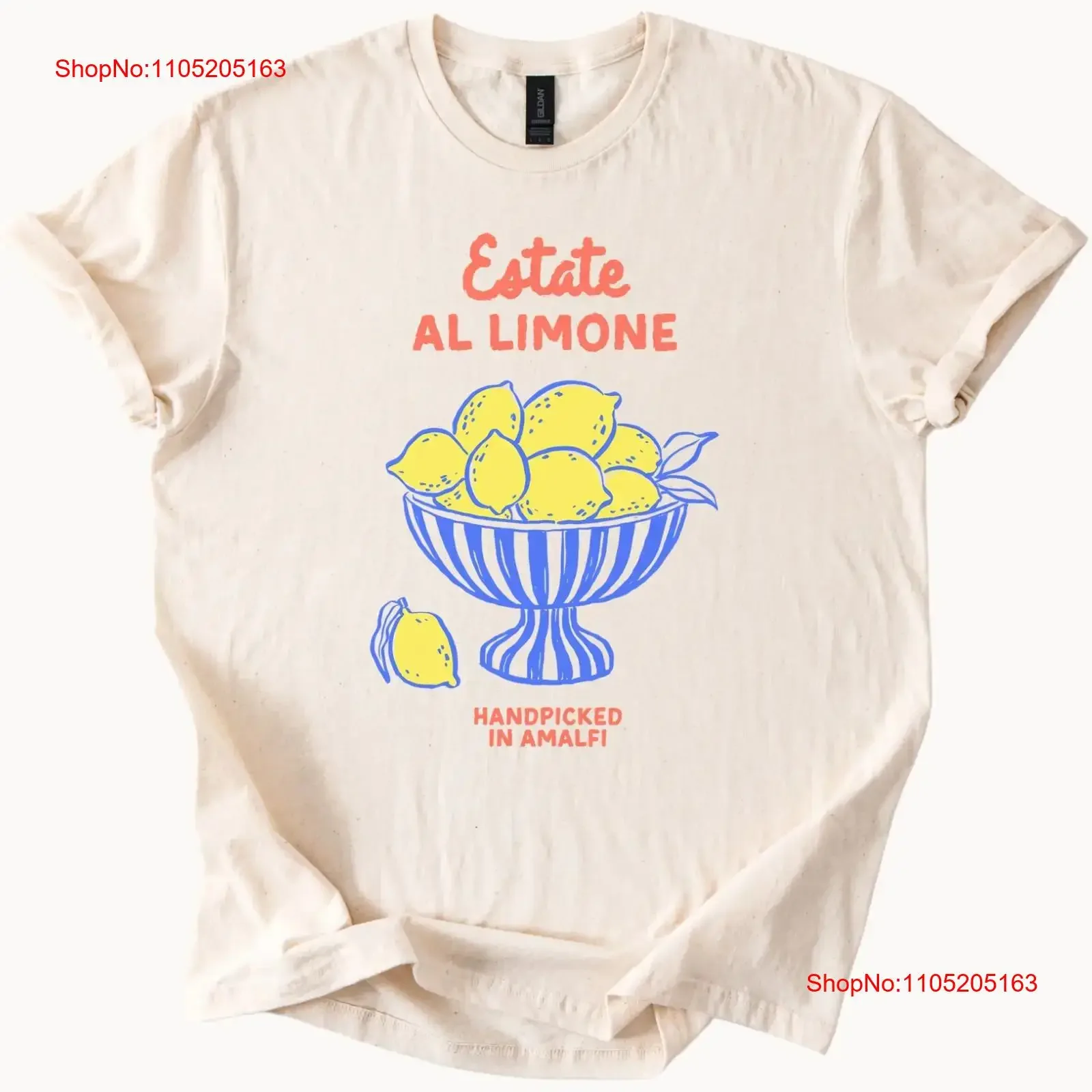 

Amalfi Lemons T Shirt Estate Al Limone Italian Fruit Summer Cream vintage Washed Stretched Unisex Soft Breathable Slightly
