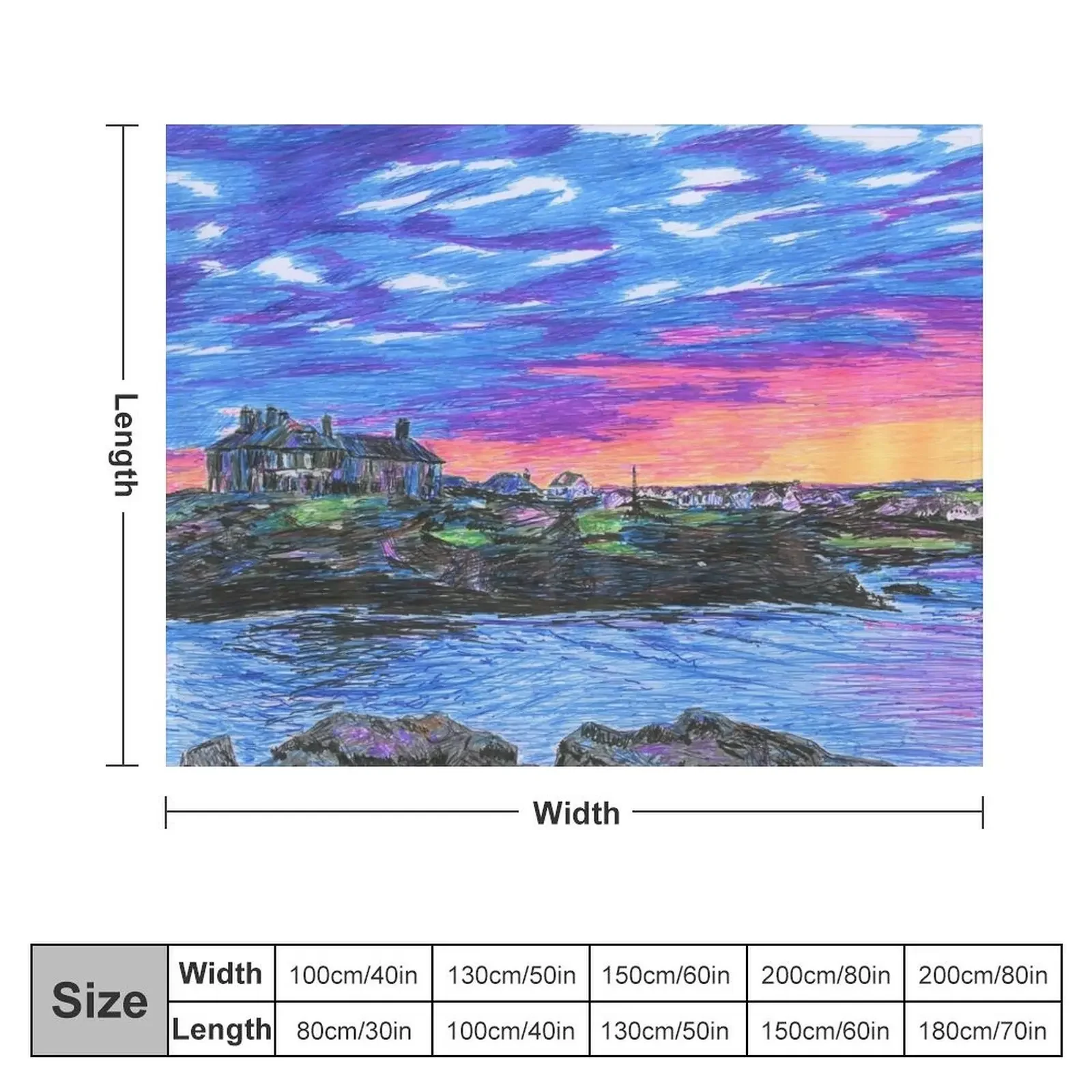 Sunset over Trearddur Bay Throw Blanket Summer Beddings Personalized Gift Blankets