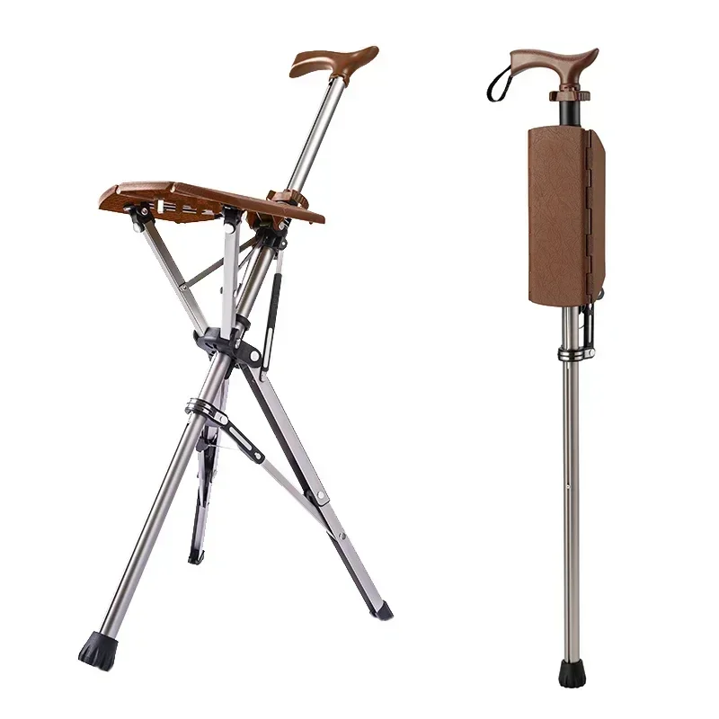 Outdoors Folding Crutch Chair Elderly Rest Hand Stool Light Multifunctional Non Slip Portable Stools Beach Camping Chair