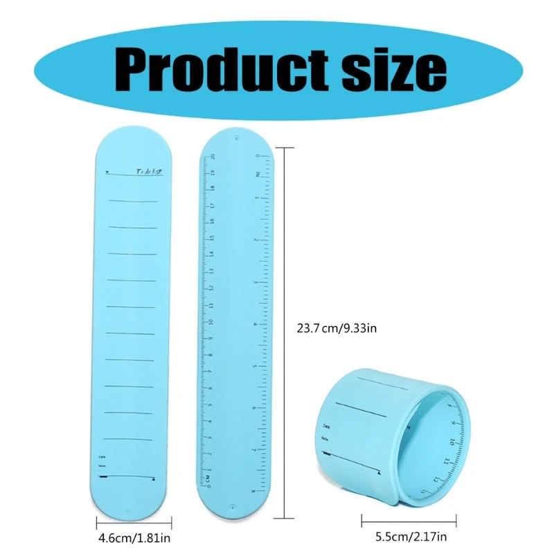 Silicone Memo Wristbands Writable Erasable Slap Bracelet Notepad Reusable Wearable Memo Watchband with Ruler for Adult