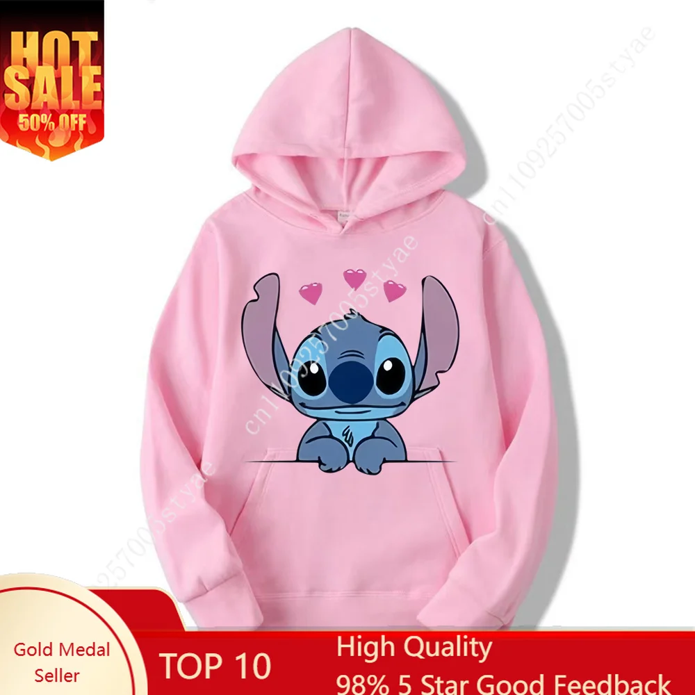 

Halloween Costumes Women Warm Winter Jacket Women Disney Lilo Stitch Pattern Sweatshirt Harajuku Style Women Oversized Hoodie