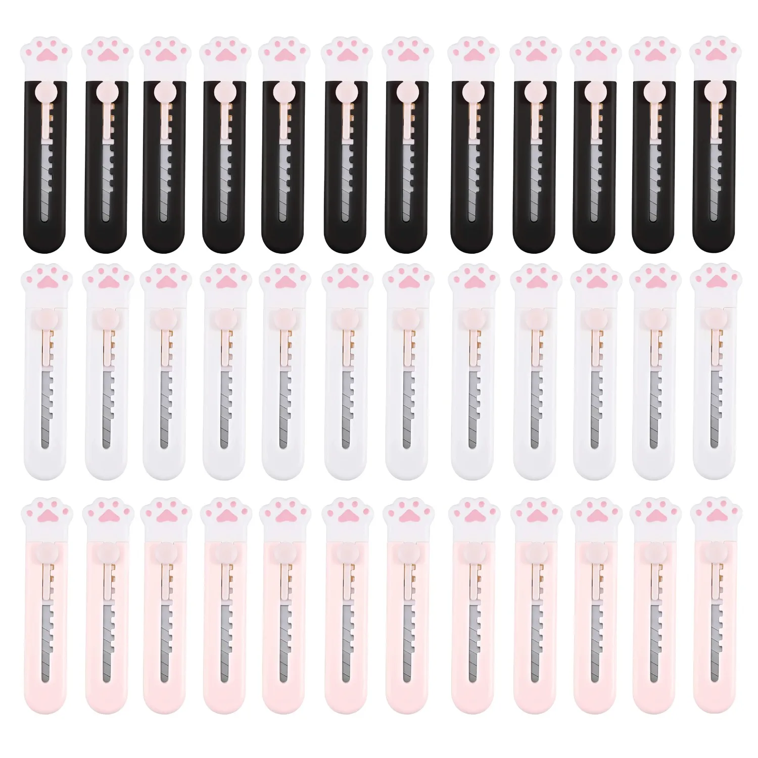 36pcs Cute Box Cutter Utility Retractable Knives Cat Lovely Paw Box Cutter Pointed for Office Envelope Opener DIY Crafts