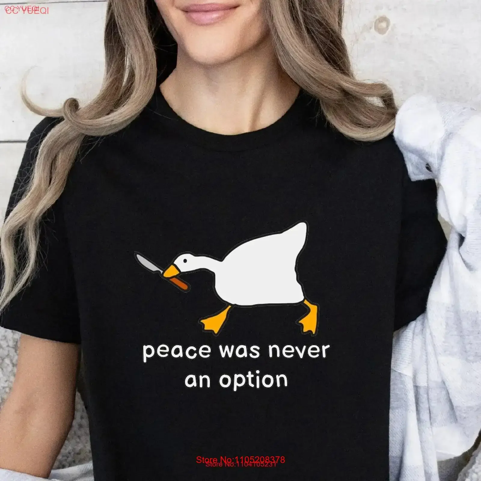 Peace Was Never An Option T Shirt Murder Duck Funny Goose Preppy Clothes vintage Washed streetwear Breathable Stylish Soft