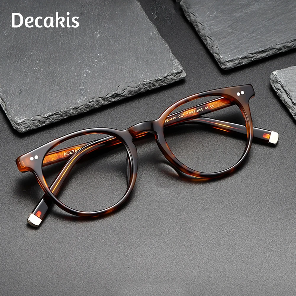 

Luxury Brand Acetate Glasses Frames Retro Round Computer Eyewear Fake Glasses For Men Women Optical Blue Light Eyeglass Frames
