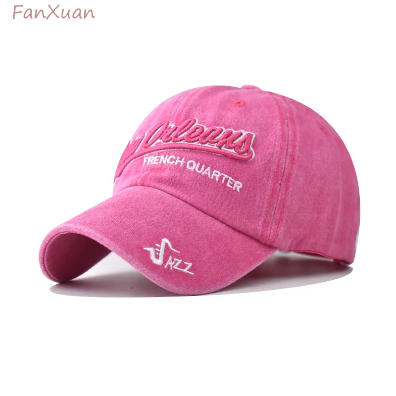 women Baseball Cap Washed Cotton Unisex Letter Embroidered Adjustable Soft Crown Hat for women girls pink green khaki hat