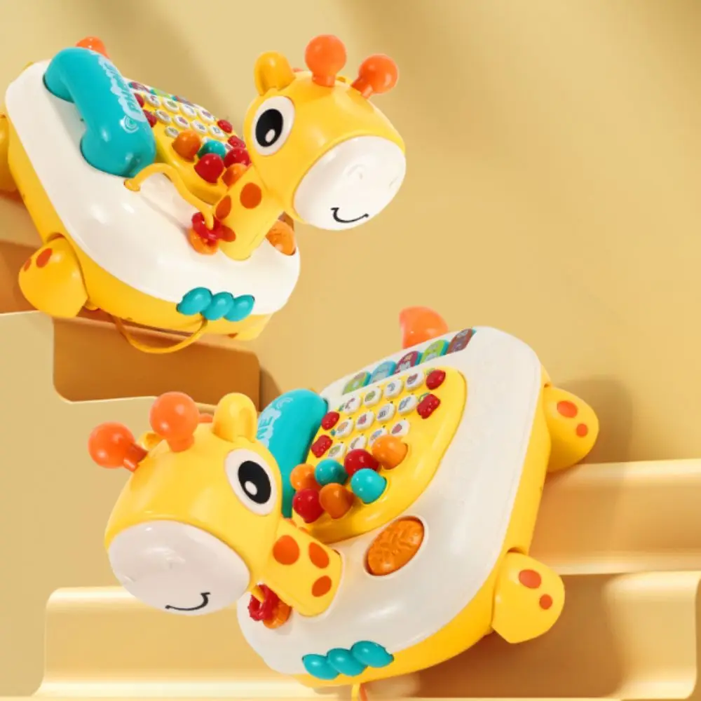 Elk Telephone Car Toy with Wheels Whack-a-Mole Emulated Telephone Toys Music Sound Light Montessori Simulation Landline Phone