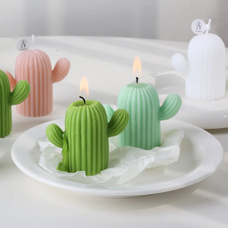 1PC Cactus Scented candles Soy wax Aromatic candles For new year decoration house ins photo props Home Decorative Candles