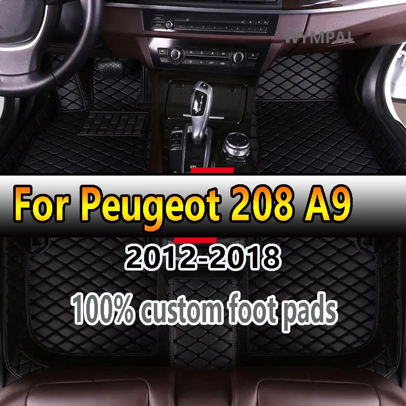 

Автомобильные коврики для Peugeot 208 A9 2012 ~ 2018, роскошные кожаные коврики, прочные коврики, комплект противогрязных ковриков, автомобильные аксессуары 2013 2014