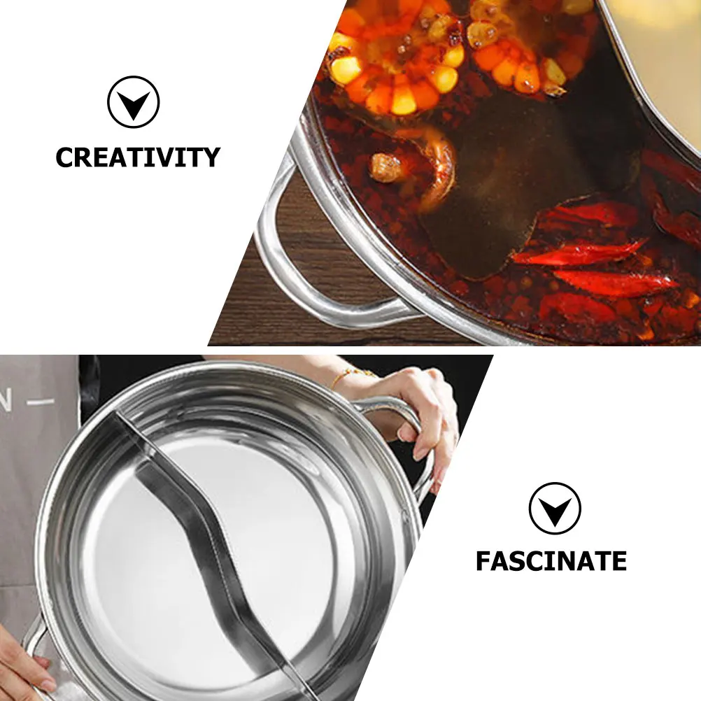 

Stainless SteelPot 34cm Divider Hot Pot Separator Reusable Easy Clean Chinese Style Two Flavor Stock Kitchen Bar
