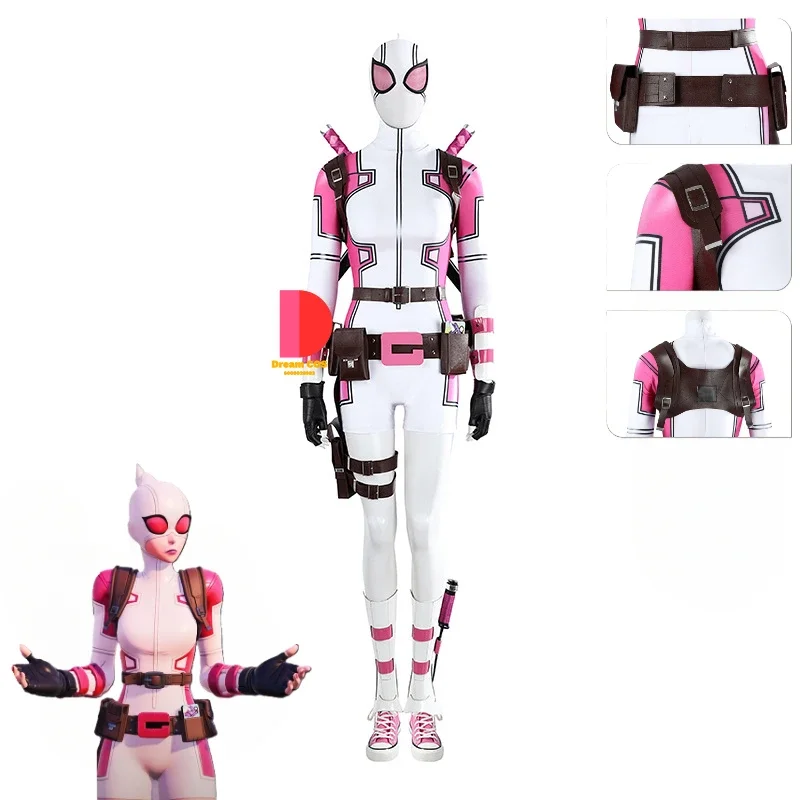 

Hero Catcher Game Gwenpool High Quality Cosplay Costume Pink Gwenpool Suit Spandex Suit Christmas Carnival Role Play Uniform