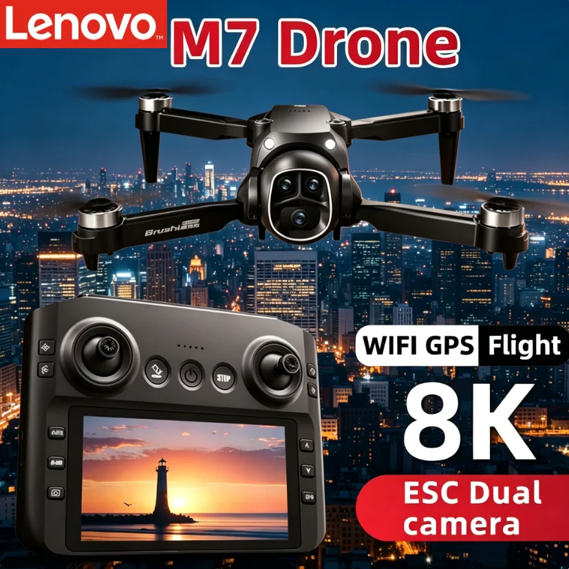 

Дрон Lenovo M7 RC с двумя камерами 8K HD, профессиональный квадрокоптер для аэрофотосъемки, портативный складной радиоуправляемый летательный аппарат с Wi-Fi