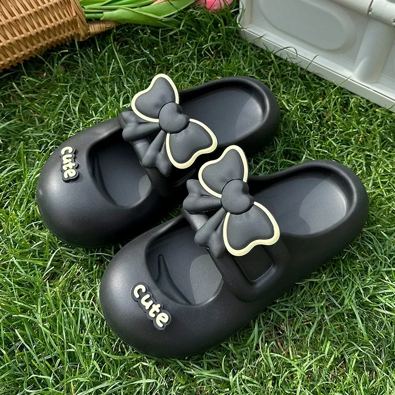 Summer Bowknot Slippers Indoor Women Casual Soft Soled Non Slip Filp Flops Outdoor Fashion Comfort Sandals Slides Shoes