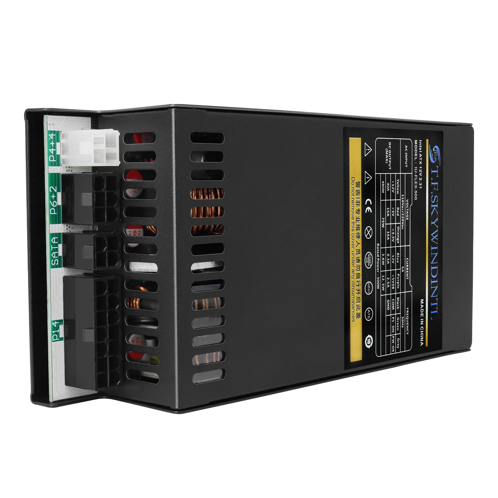 500W Mini ITX Power Supply Full Modular, 100-240V Wide Voltage, APFC Active PFC, Small 1U PSU for NAS/POS/HTPC - view 6