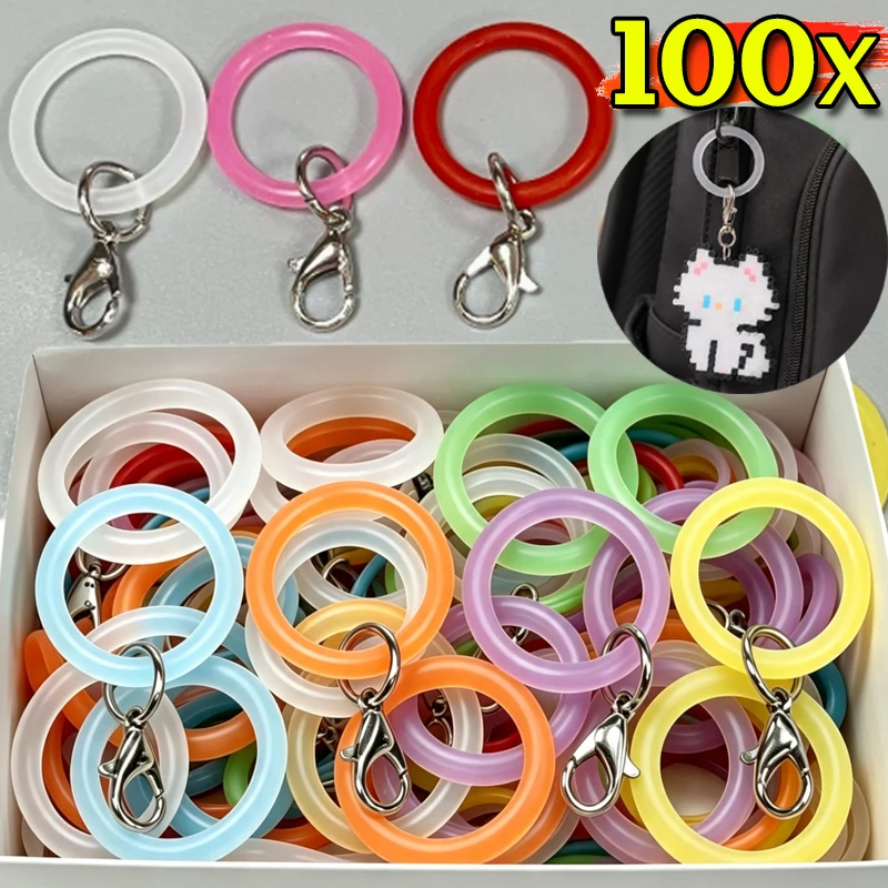 Transparent Silicone O-Shaped Keyrings Lobster Clasp Connector O Ring Loop DIY Bag Charms Keychains Jewelry Making Accessories