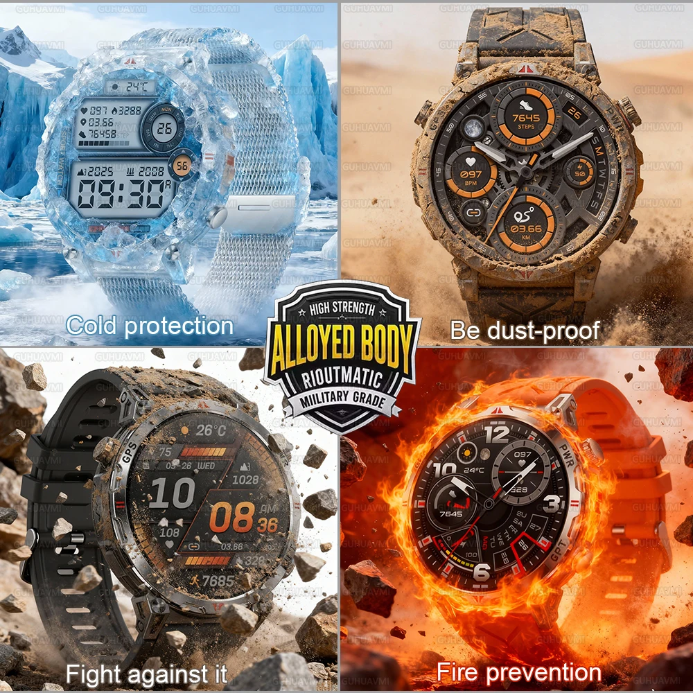 2026 جديد عسكري T-Rex 3 Ultra GPS SmartWatch 650mAh بطارية 5ATM مقاوم للماء بوصلة دعوة رياضية Trackr GHATGPT ساعة ذكية للرجال