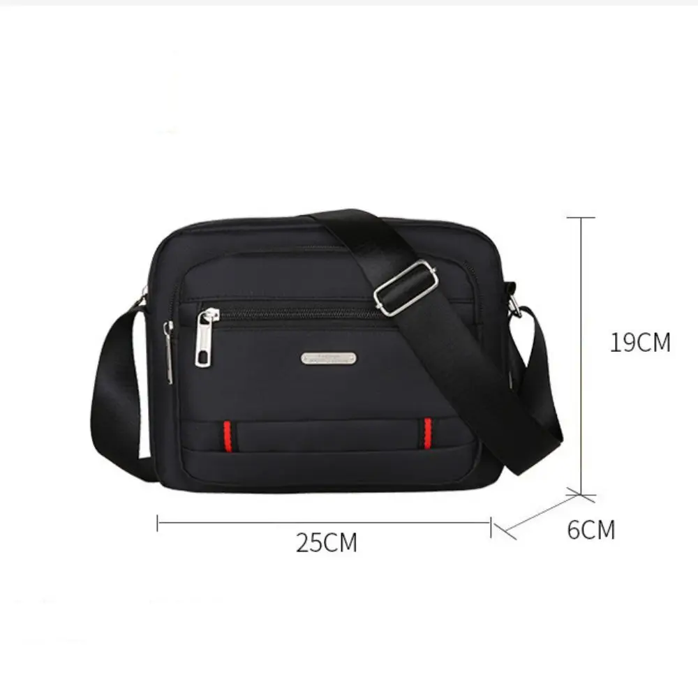 Casual Nylon Men Crossbody Bags Black Brown Blue Green Oxford Cloth Boy Messenger Bags 4 Zippers Rectangle Large Satchel Unisex