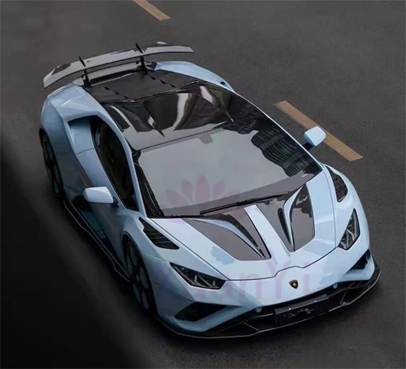 Paktechz Dry Carbon Fiber Body Kits Front Bumper Lip Front Splitter for Lamborghini Huracan EVO RWD 2020