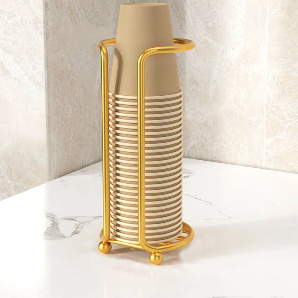 حامل أكواب ورقي للمطبخ معدني بسعة كبيرة ورف تخزين الأكواب بطبقة واحدة وتصميم مجوف #3