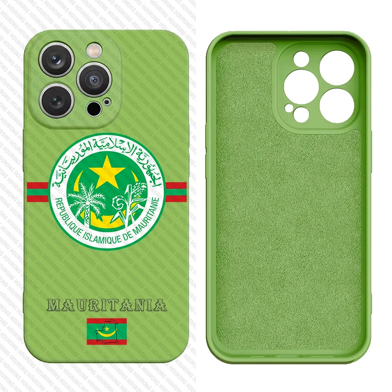 Mauritania Coat of Arms Liquid Silicon Cover Case for iPhone 16 15 14 13 12 11 Pro Max XS XR Mini 7 8 6S Plus 5 SE