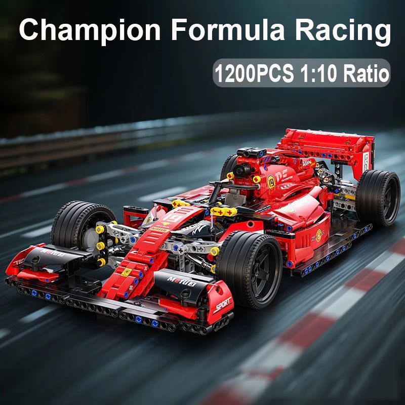 

1200pcs Champion Formula Racing Car Building Blocks Set, 1:10 Scale Model Kit for Adult Kids, STEM Educational Toy Gift Boy Girl