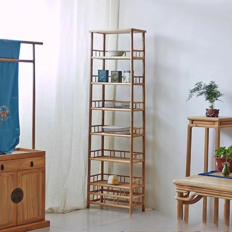 

Old elm bookshelf Zen living room tea display rack Multi-layer Bogu shelf Modern shelf Storage rack