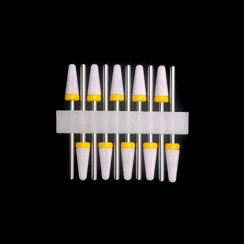10 Keramikbohrer, Fräser, Zubehör für rotierende Nagellack-Schleifmaschinen, Zubehör für Überlaufentfernungswerkzeuge