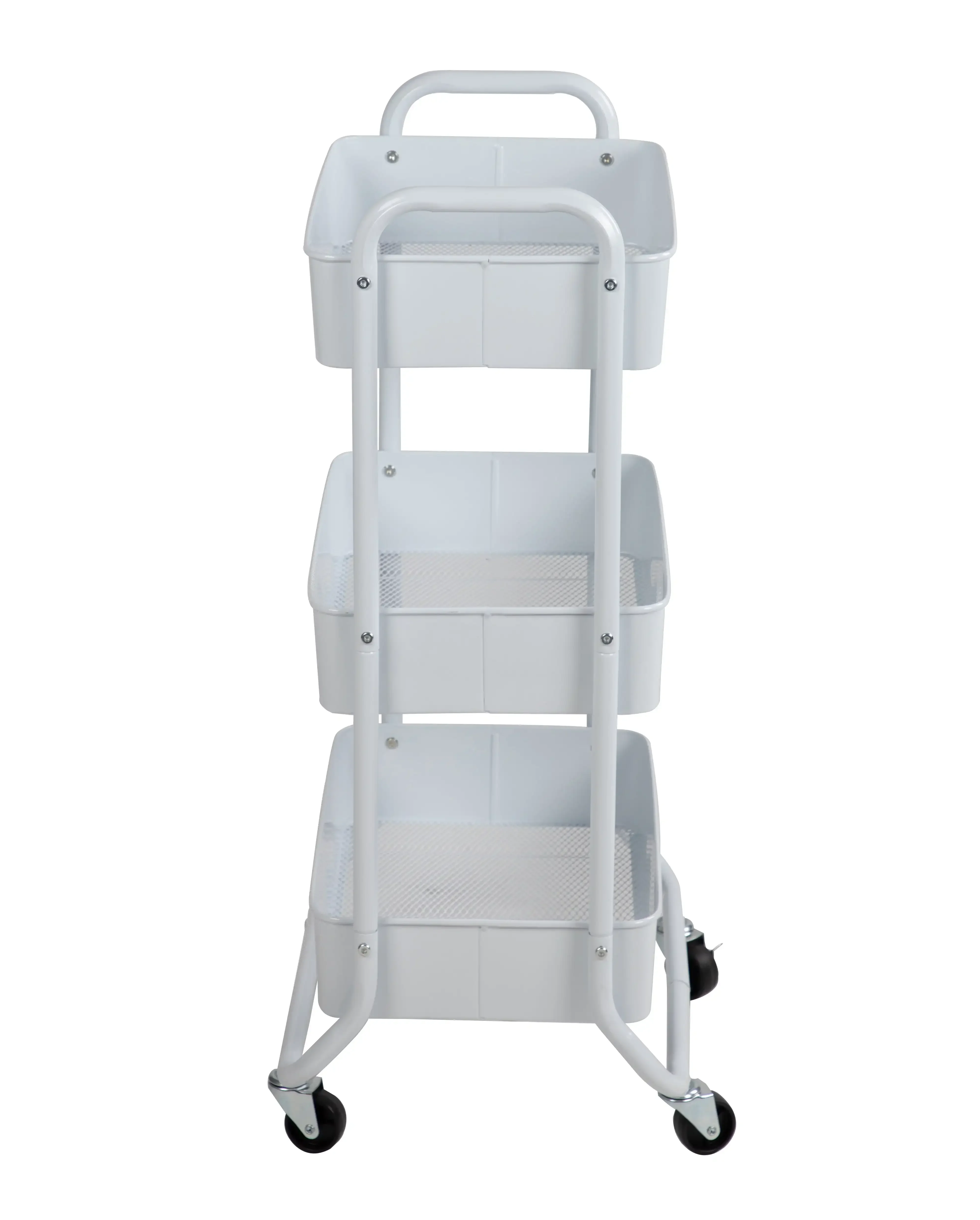 NEW 3 Tier Metal Utility Cart, Arctic White, Laundry Baskets, Easy Rolling, Adult and Child