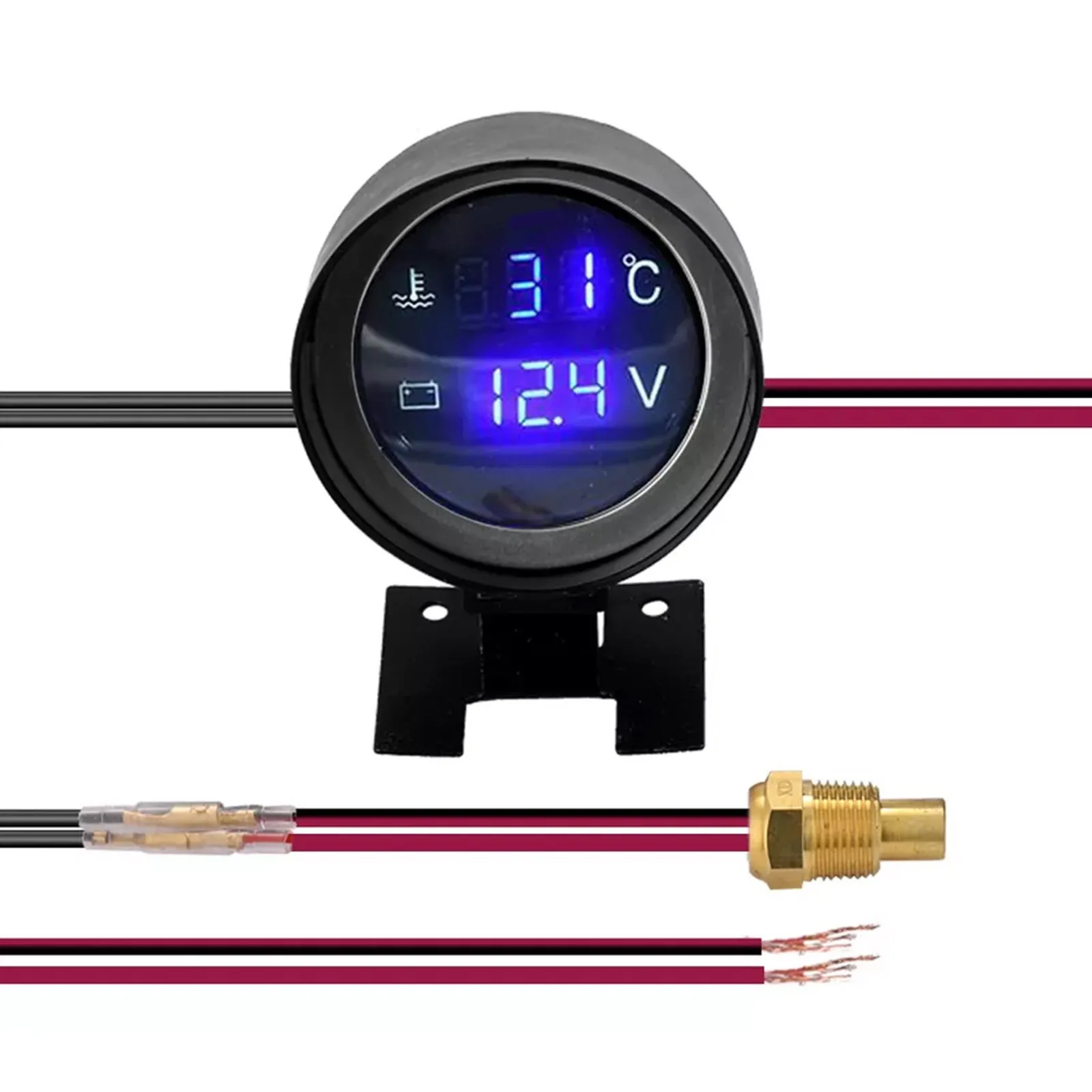 Water Temperature Gauge and Voltage Meter Combo for Vehicles Clear Screen Dual Function Real Time Car Monitoring Wide