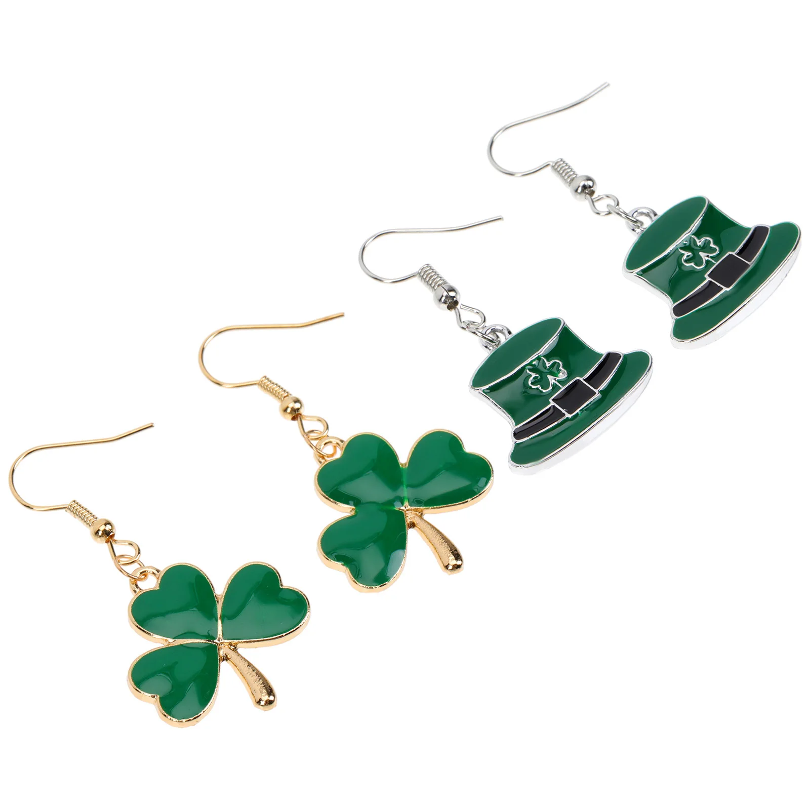 

St. Patrick'S Day Clover Earrings Green Festival Party Jewelry For Women Clover Shaped Earrings Festival Ear Drop Saint