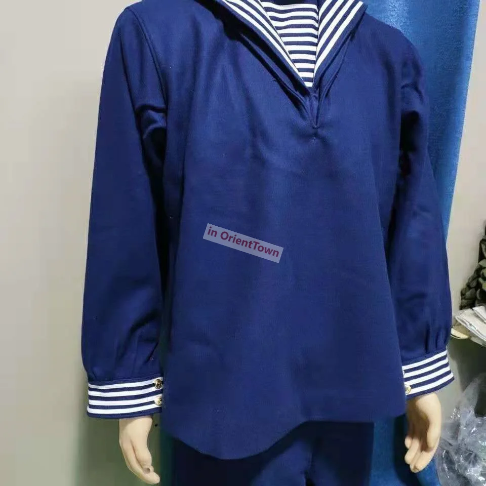 Collect Authentic 1987 Sailor Uniform Set Loose Kansai Collar Top + Pants For Spring Summer Autumn Seaman Woolen Suits