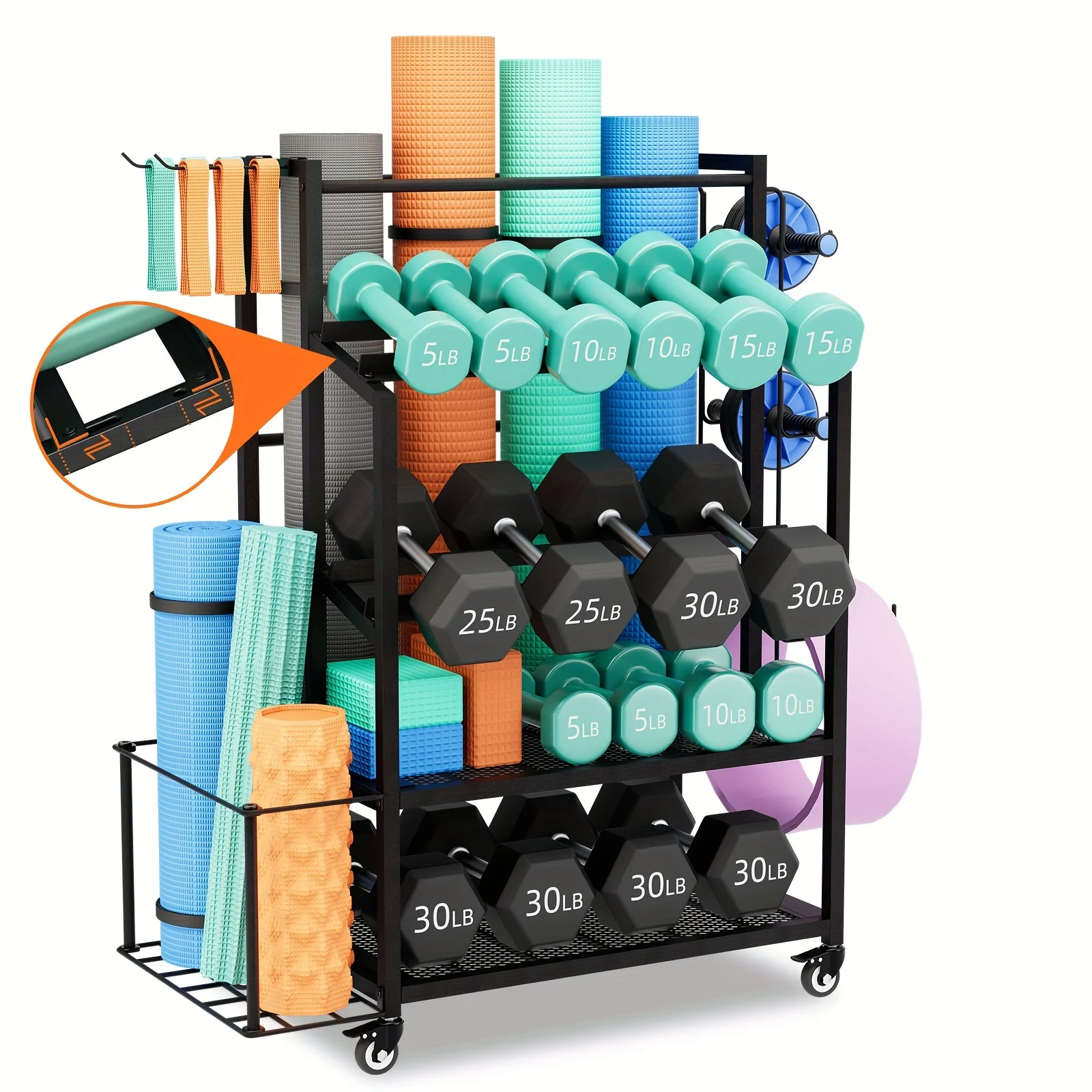 

600LBS Dumbbell Rack Weight Stand - Adjustable Weight Rack for Dumbbells, Home Gym Storage Rack for Yoga Mat Foam Roller