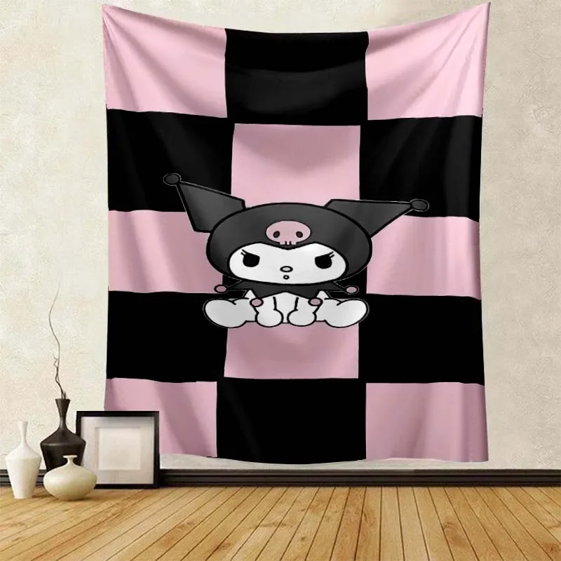 Cartoon Kuromi Animation Wall Hanging Living Room Decoration Tapestry Room Decoration Photo Background Cloth Children Gift