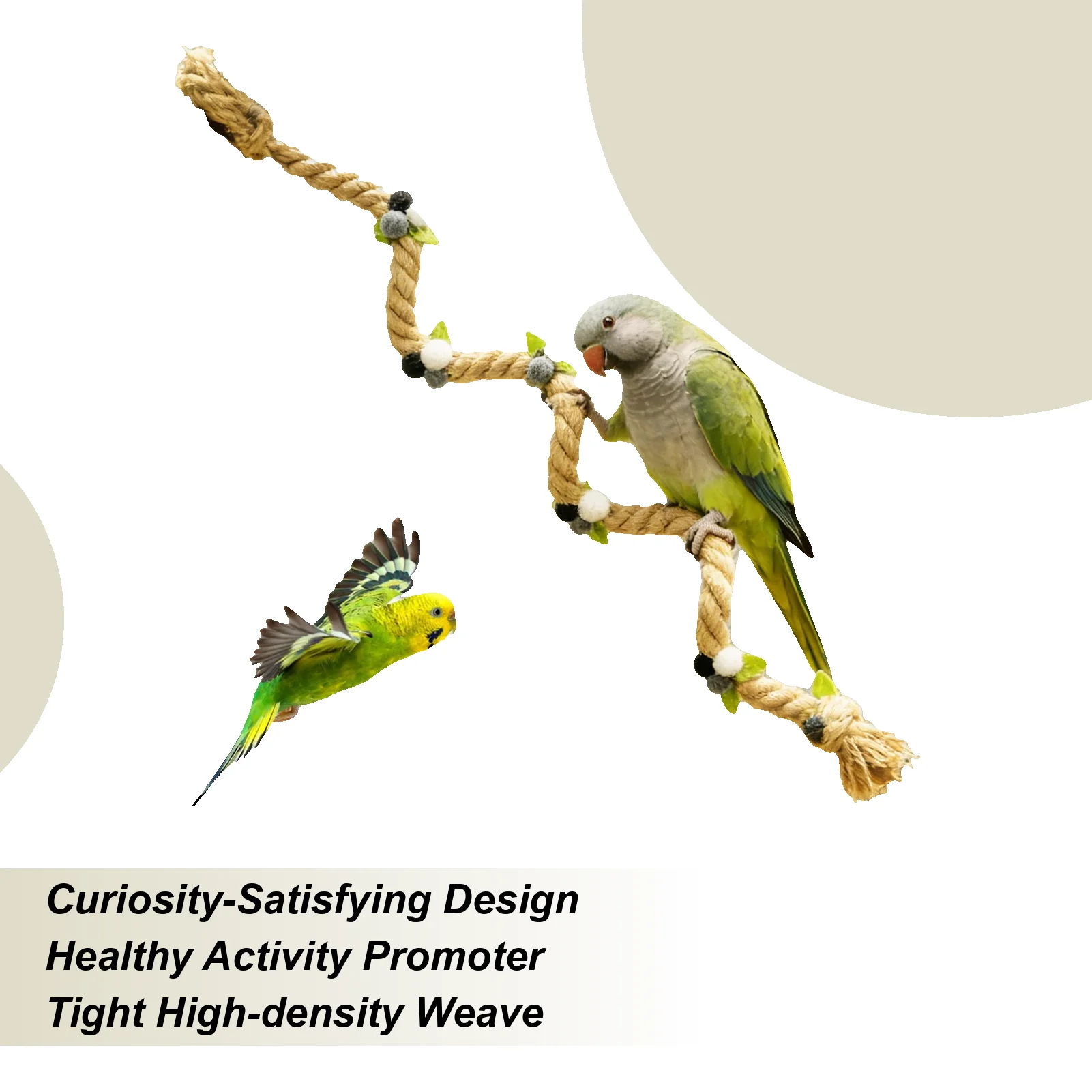 Jaula para pájaros, perca, juego de escalada para morder, cuerda de escalada para cacatúa, periquito muscular de pierna, Lovebird, decoración de jaula antiestrés para aburrimiento