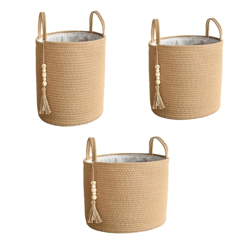 

Cotton Rope Laundry Basket Large Capacity Laundry Hamper for Sorting Dirty Clothes Easy to Use Blankets Collector K92A