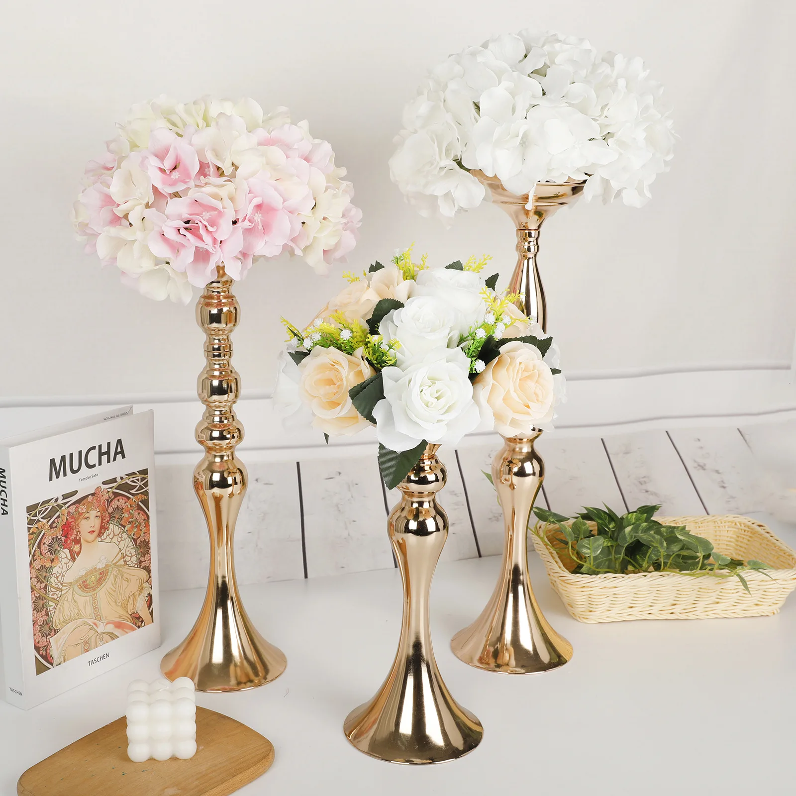 Christmas Candle Holders Decorations Wedding Centerpieces Lantern Stand Home Gold Flower Vase Table Centerpiece Event Flowe