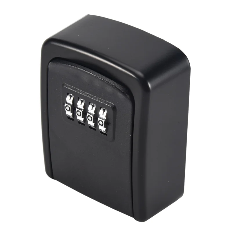Caja de bloqueo de llaves A75T 5X, caja de bloqueo de combinación de 4 dígitos montada en la pared para llave de casa, caja de bloqueo de almacenamiento de llaves de seguridad resistente a la intemperie, color negro