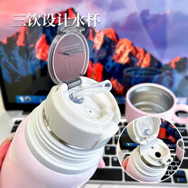 Sanrio Doppia tazza termica per bere Hello Kitty Kuromi Coperchio per bottiglia d'acqua simpatico cartone animato di grande capacità Regalo per ragazze di alto valore