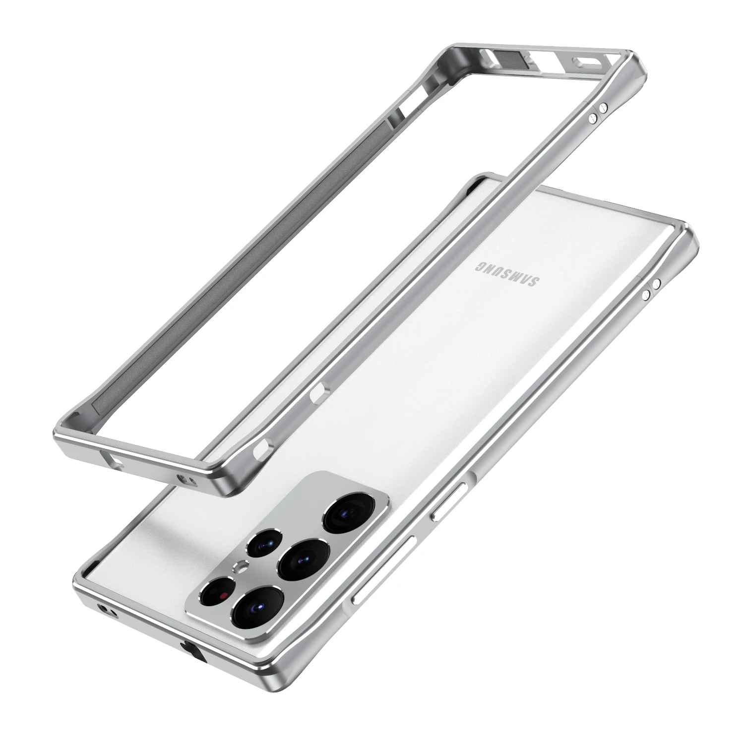 

Aluminum Metal Bumper for Samsung Galaxy S22 Ultra 5G, Dual Color Aurora Border, Frame Protector, Cover Case