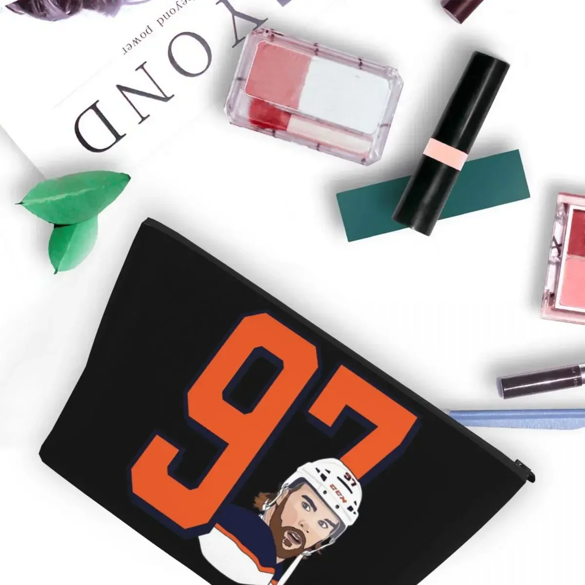 Connor McDavid 97 For Edmonton Oilers Fans Women Cosmetic Bags Travel Makeup Organizer Pouch Toiletry Storage Dopp Kit Box