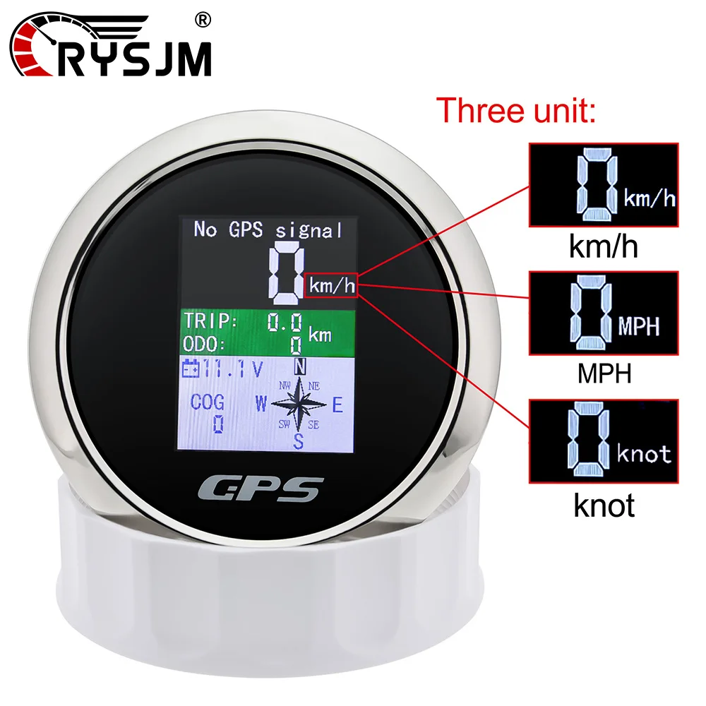 

12V24V 85 мм GPS-спидометр IP67 Водонепроницаемый измеритель с TFT-экраном GPS-антенна Цифровые KMH MPH узлы Скорость Компас Одометр Датчик